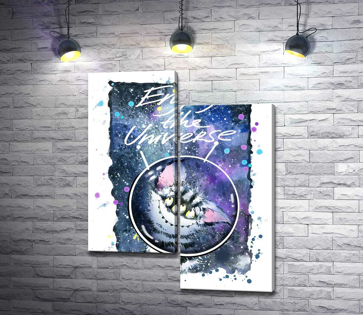 

Модульная картина ArtPoster Застенчивый полосатый монстр в космосе с надписью "Enjoy the Universe" 100x129 см Модуль №5