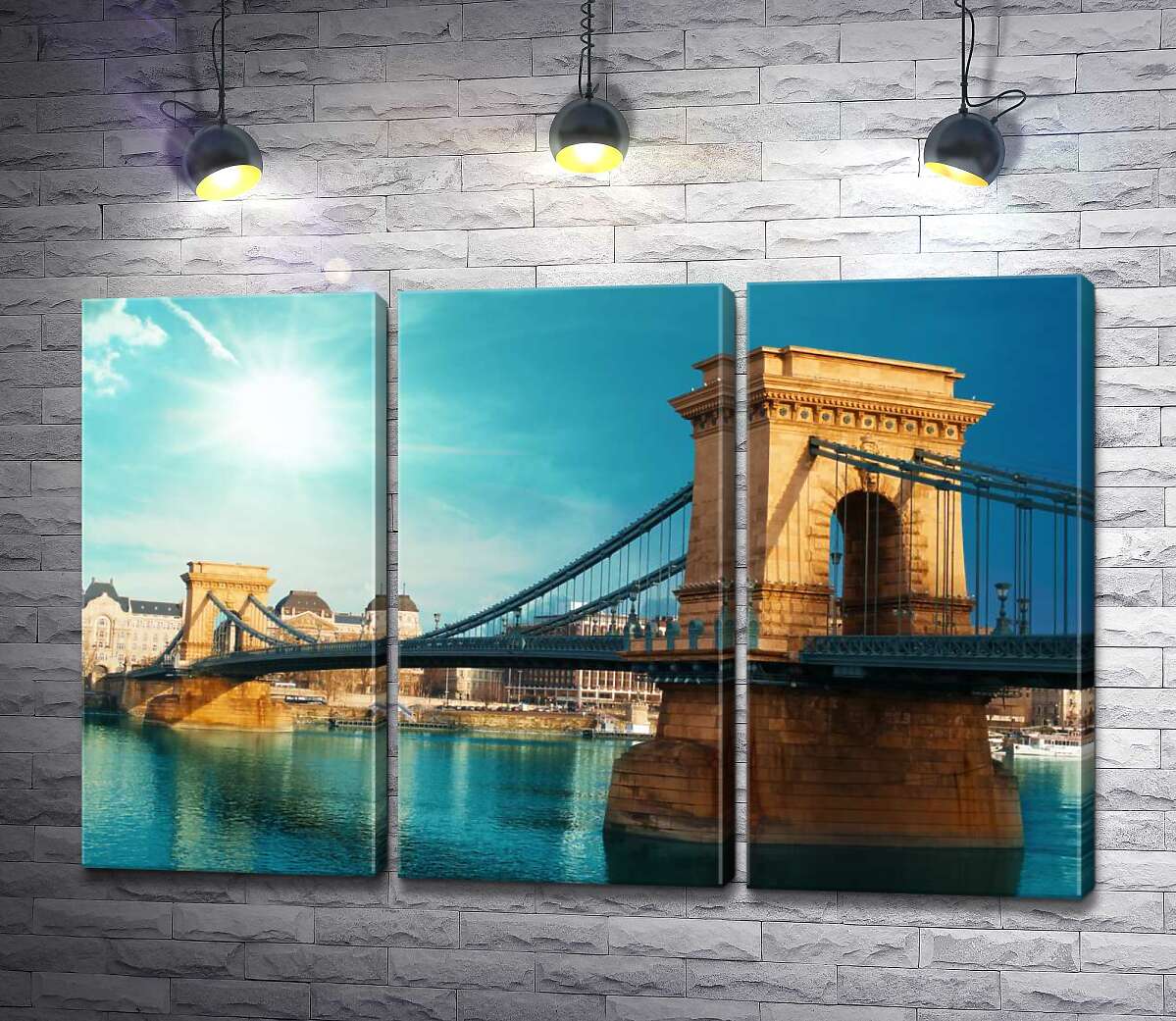 

Модульная картина ArtPoster Классическая изысканность цепного моста Сечени (Széchenyi lánchíd) над глубоководным Дунаем 132x86 см Модуль №11