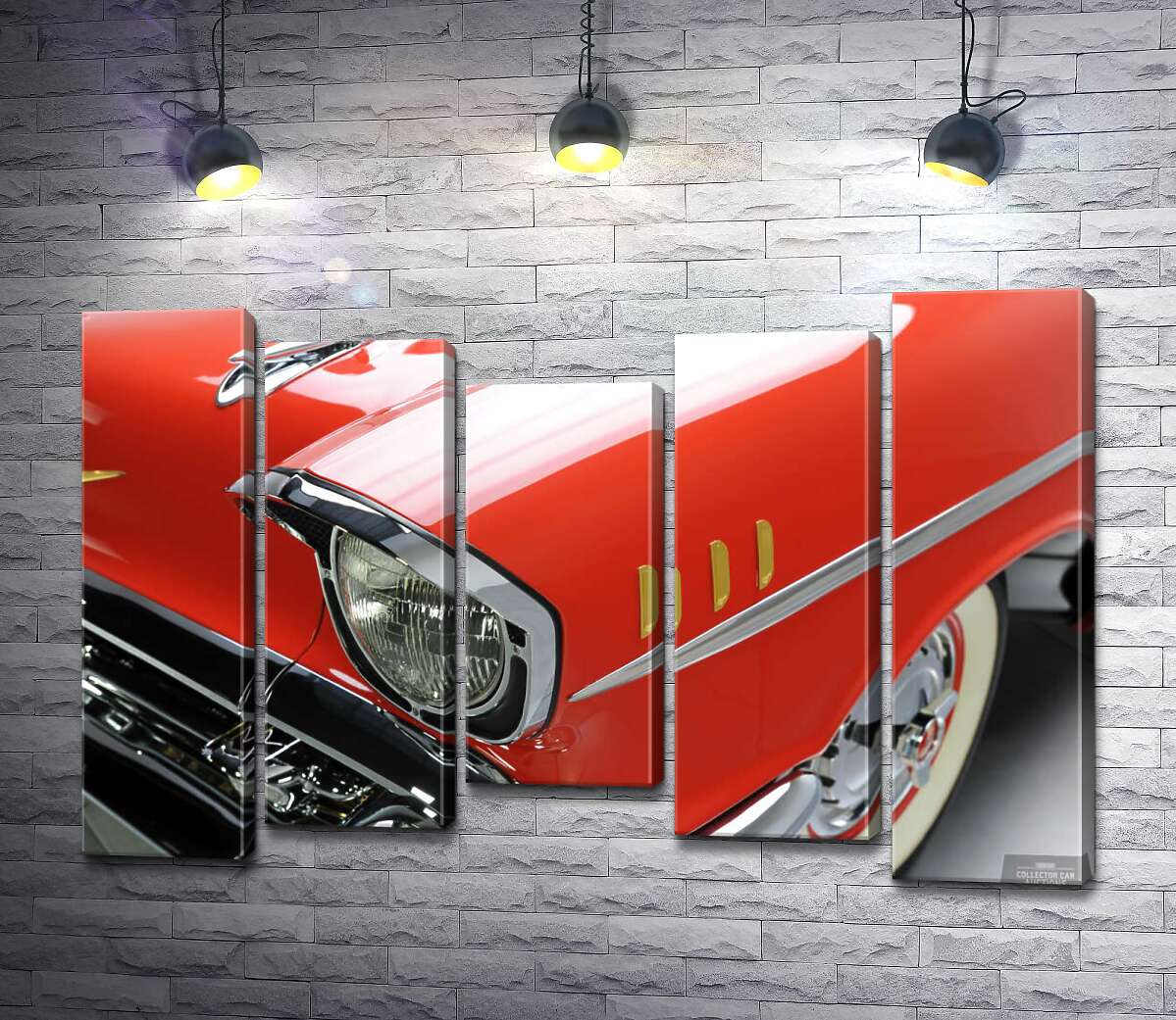 

Модульная картина ArtPoster Изысканная фара морковно-красного автомобиля Chevrolet Bel Air 100x69 см Модуль №28