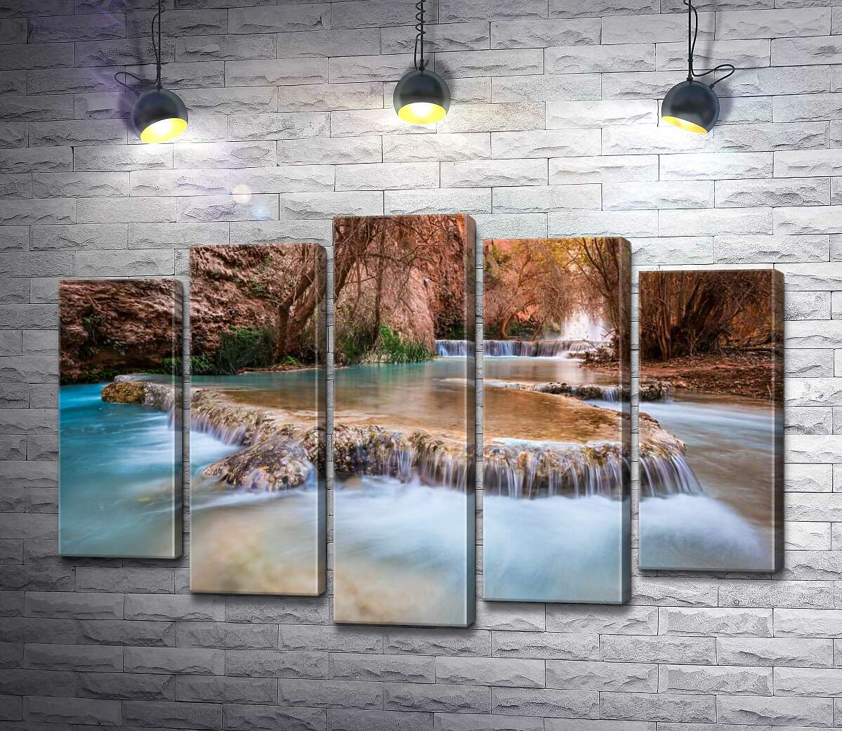 

Модульная картина ArtPoster Каскады прозрачной воды водопадов Хавасу (Havasu Falls) среди осенних деревьев 100x69 см Модуль №26
