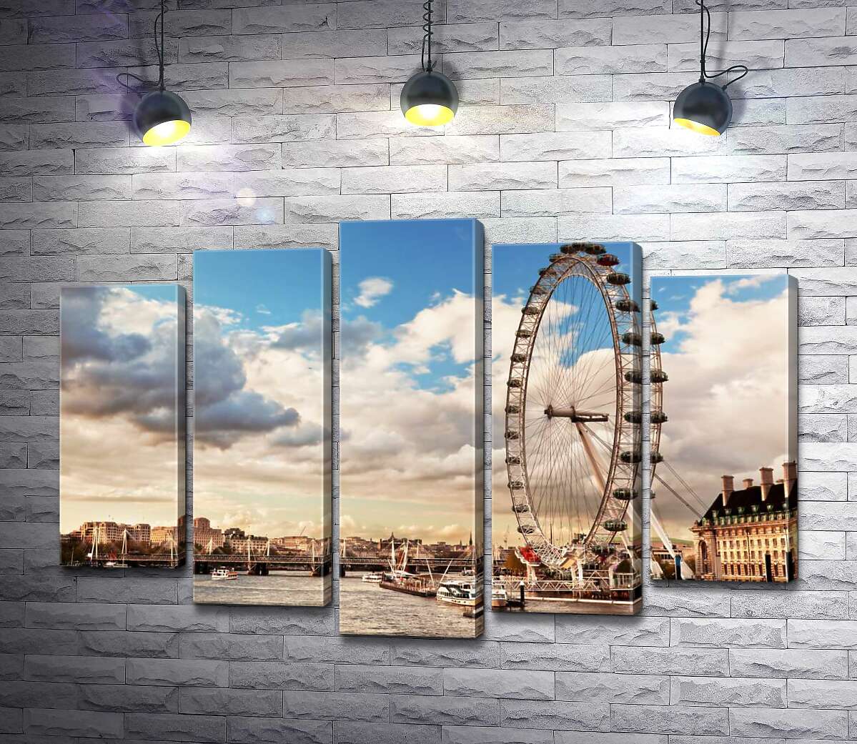 

Модульная картина ArtPoster Колесо обзора "Лондонский глаз" (London eye) нависло над водами Темзы 100x69 см Модуль №26