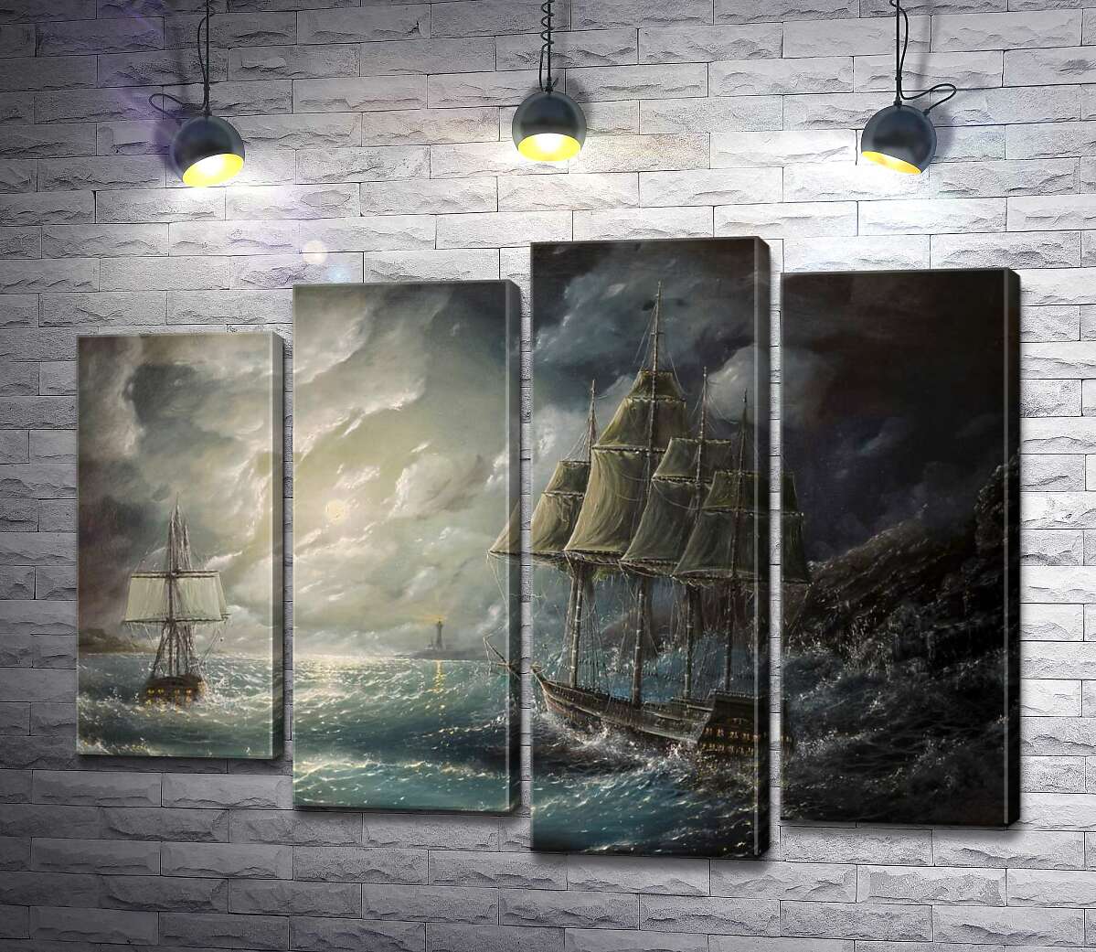 

Модульная картина ArtPoster Корабли во власти ночного шторма 100x76 см Модуль №21