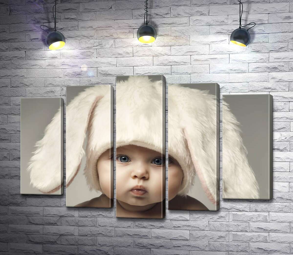 

Модульная картина ArtPoster Малыш в шапочке зайчика 100x69 см Модуль №26