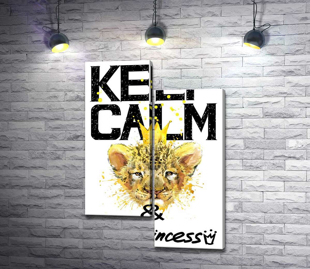 

Модульная картина ArtPoster Львенок в короне среди надписи "keep calm and be princess" 50x74 см Модуль №5