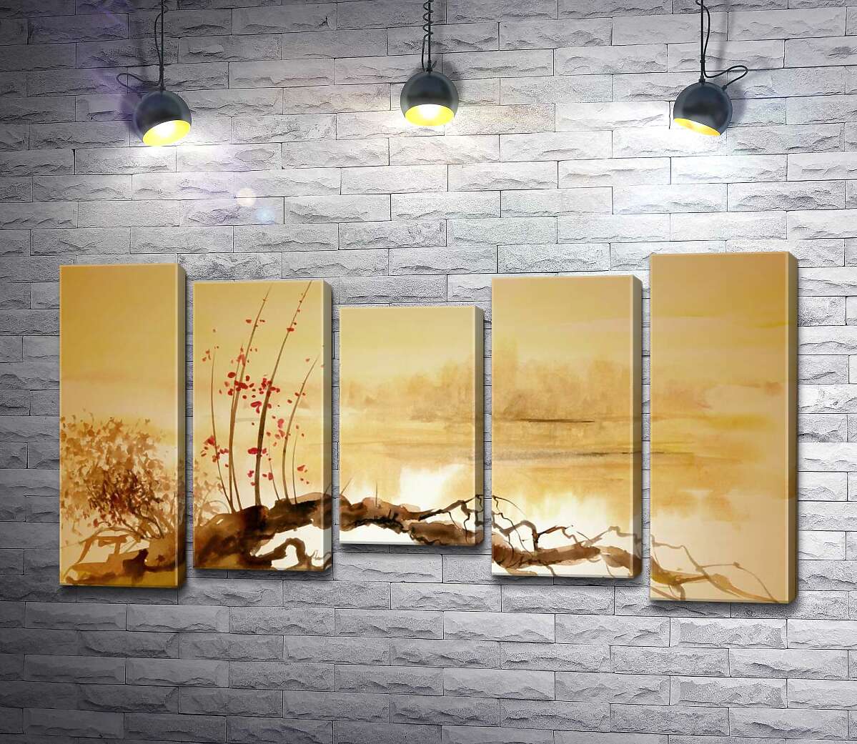 

Модульная картина ArtPoster Крючковатые корни дерева сакуры пускают корни в воду 100x56 см Модуль №28