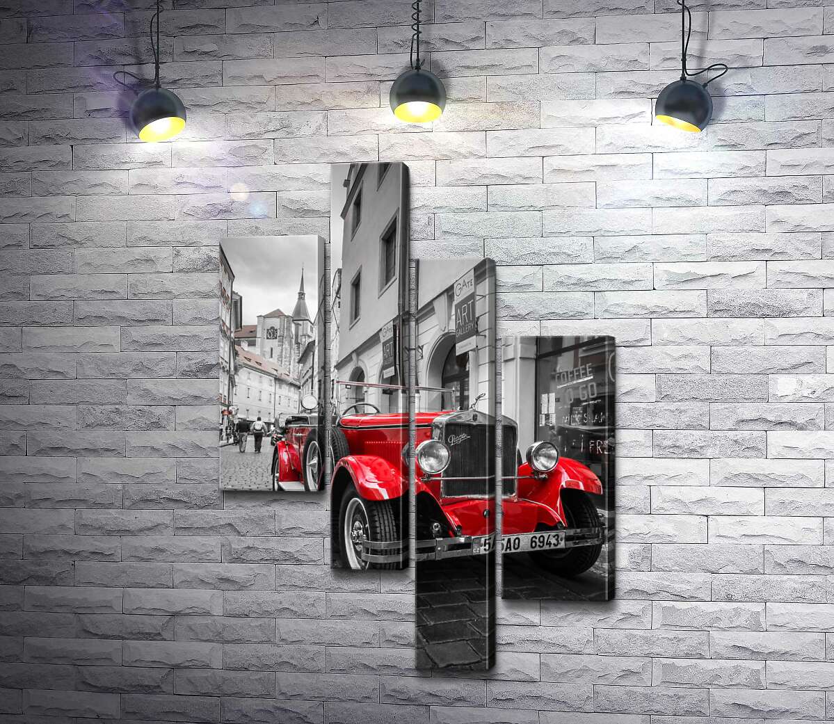 

Модульная картина ArtPoster Красная яркость ретро-автомобиля Praga Alfa на улицах Праги 130x197 см Модуль №20