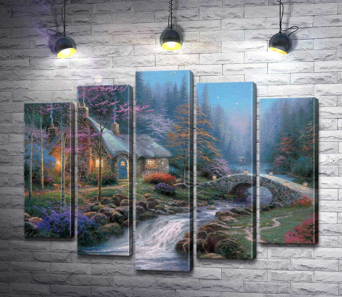 

Модульная картина ArtPoster Коттедж в сумерках (Twilight cottage) - Томас Кинкейд (Thomas Kinkade) 130x106 см Модуль №26