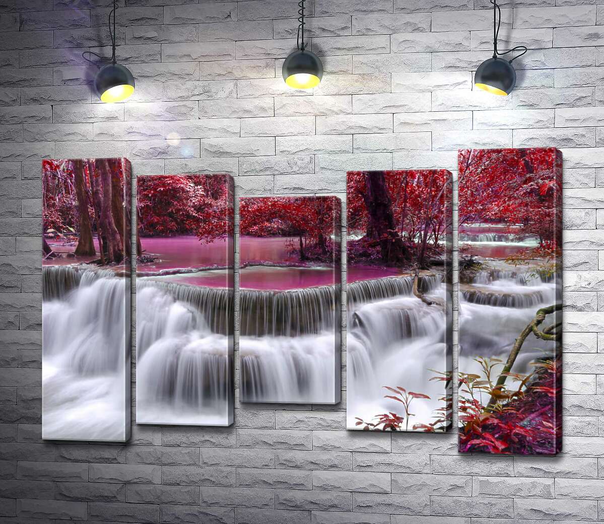 

Модульная картина ArtPoster Красные оттенки осени у водопада Эраван (Erawan falls) 100x69 см Модуль №28