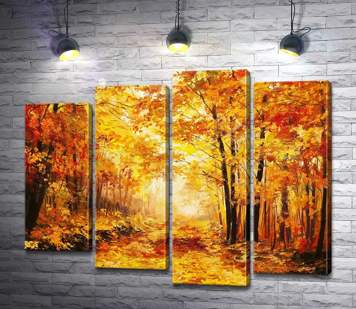 

Модульная картина ArtPoster Лесная дорога шуршит ковром осенних листьев 80x65 см Модуль №21