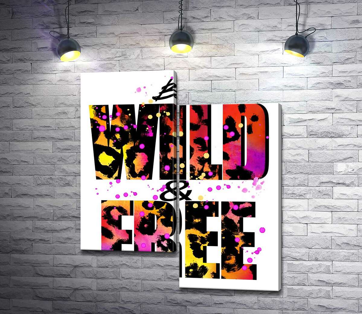 

Модульная картина ArtPoster Леопардовый принт надписи "wild and free" 130x155 см Модуль №5