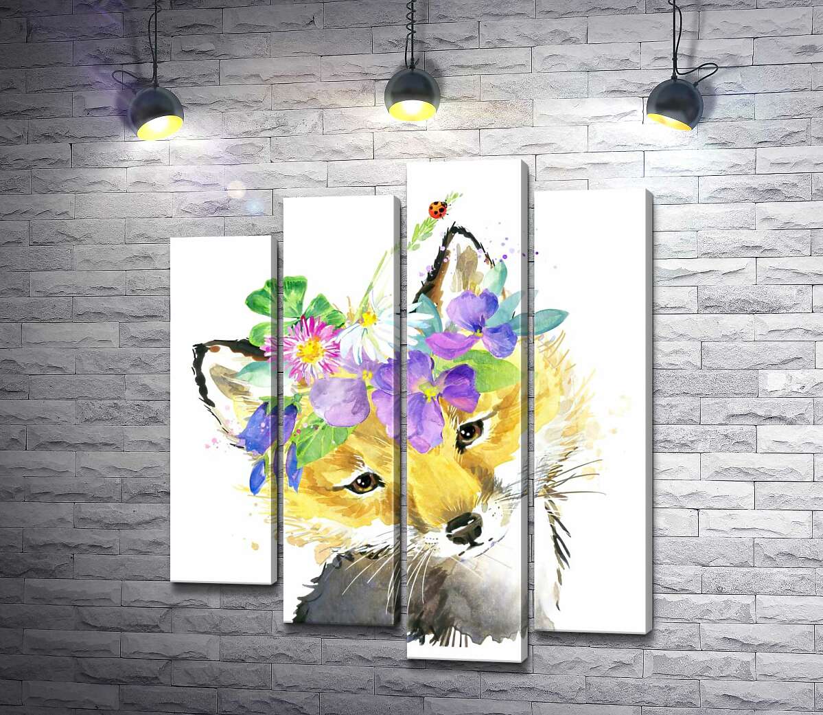 

Модульная картина ArtPoster Лиса в венке из полевых цветов 100x119 см Модуль №21