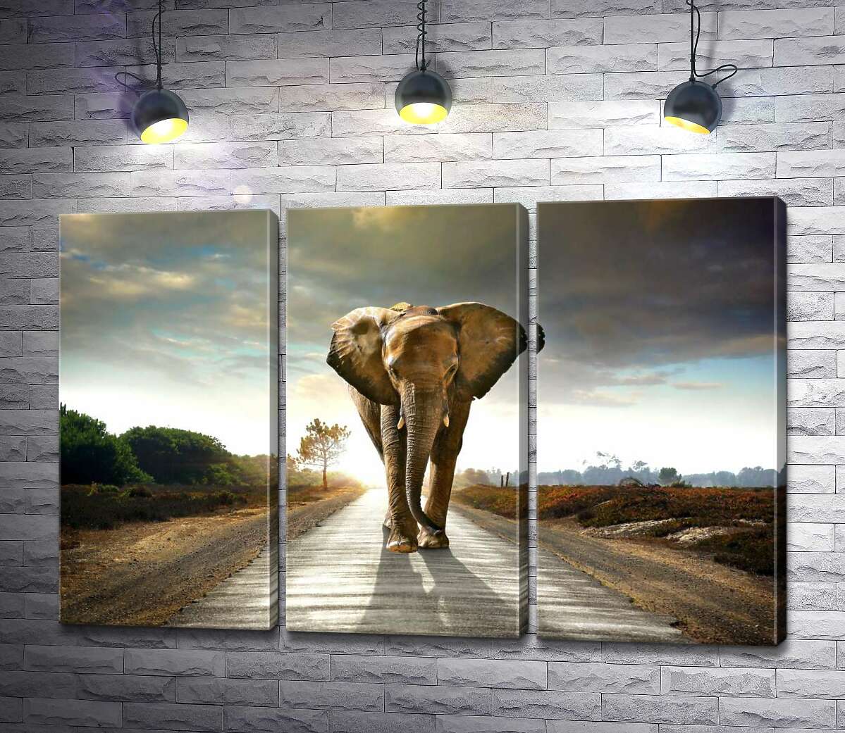 

Модульная картина ArtPoster Массивная фигура следующего по дороге слона 102x67 см Модуль №11