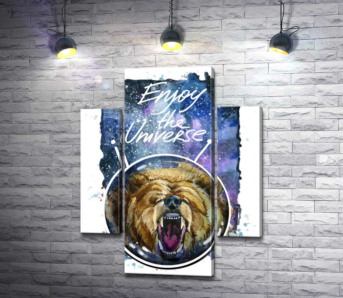 

Модульная картина ArtPoster Медведь в шлеме космонавта с надписью "Enjoy the Universe" 80x104 см Модуль №7