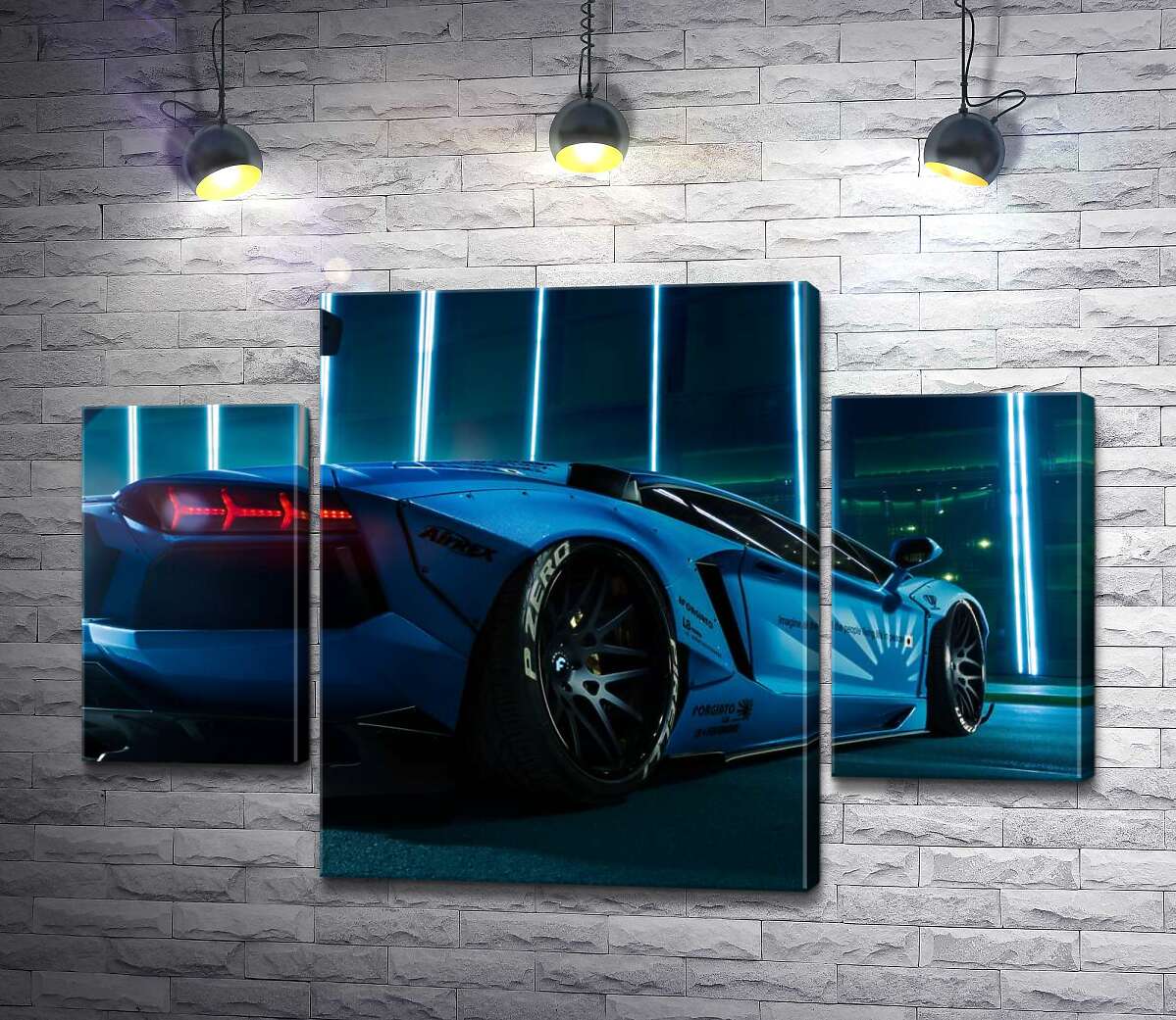 

Модульная картина ArtPoster Лазурный цвет автомобиля Ламборгини (Lamborghini Aventador) 131x89 см Модуль №7