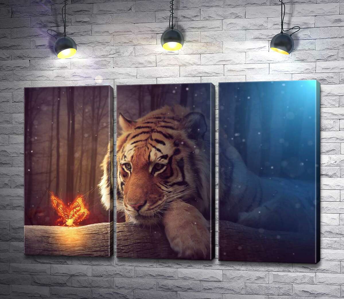

Модульная картина ArtPoster Могучий тигр наблюдает за огненной бабочкой 60x40 см Модуль №11