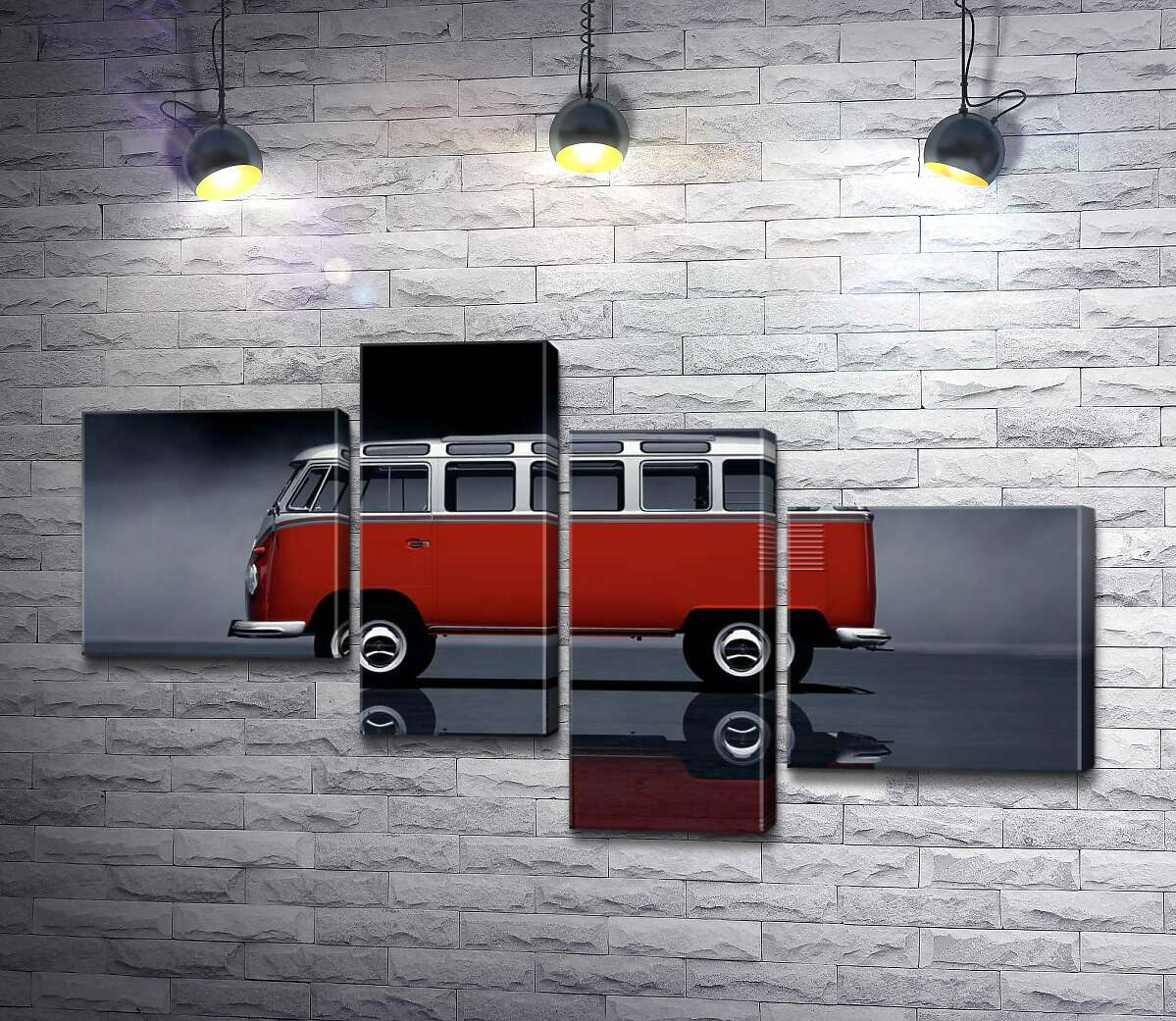

Модульная картина ArtPoster Легендарный красно-белый автобус Volkswagen Van Samba 100x57 см Модуль №20