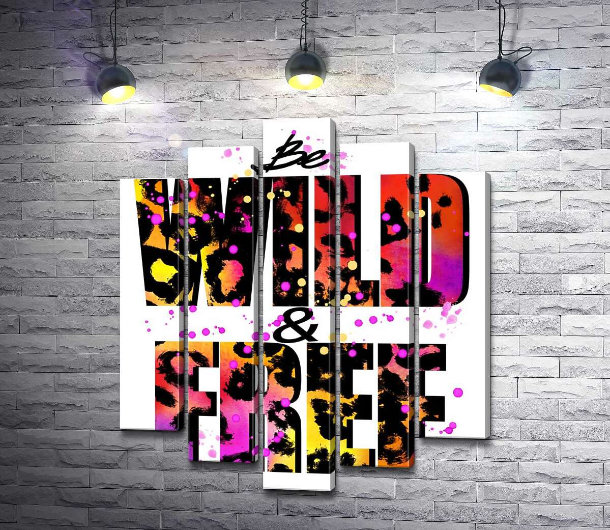 

Модульная картина ArtPoster Леопардовый принт надписи "wild and free" 100x120 см Модуль №26