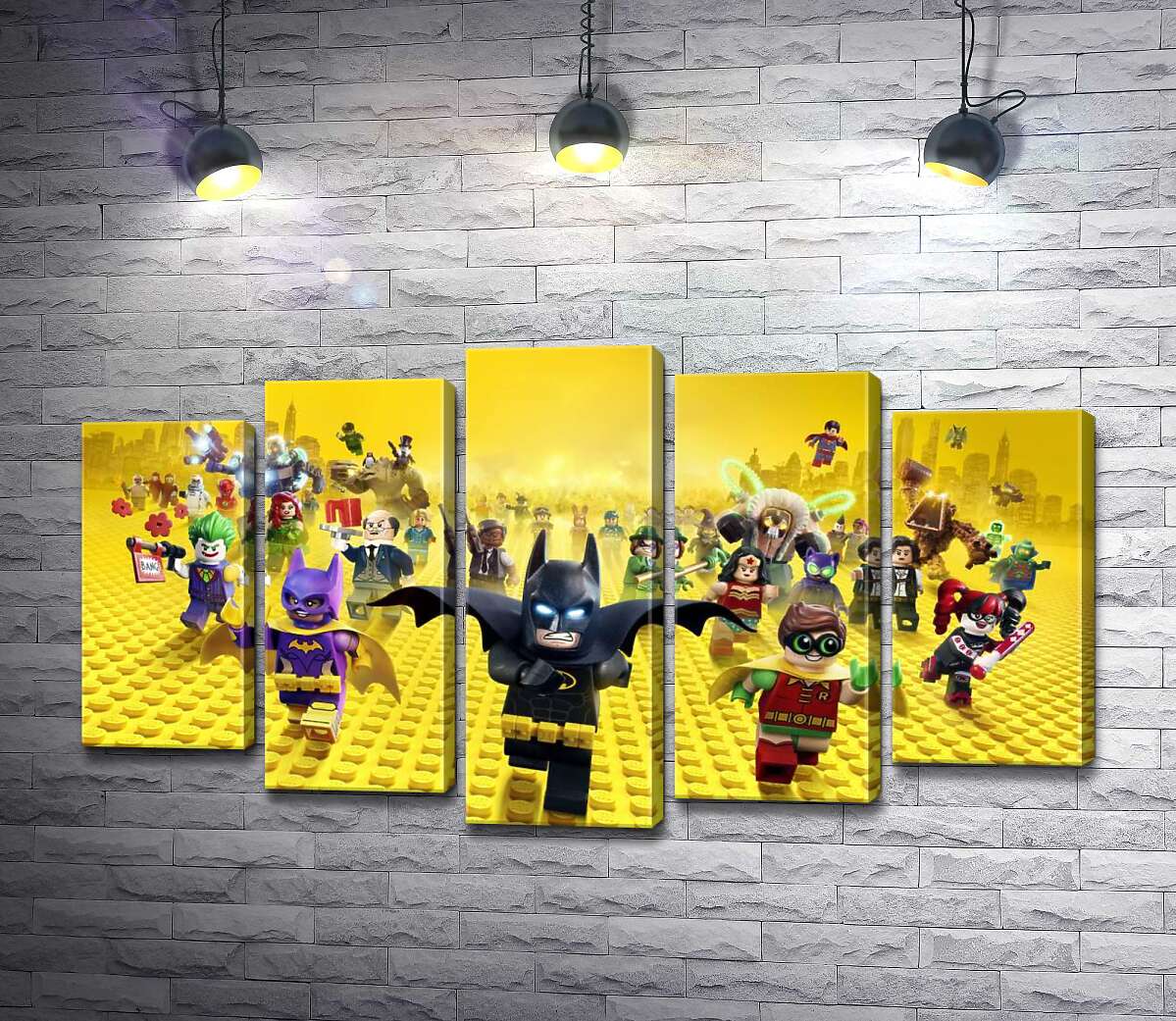 

Модульная картина ArtPoster Лего Бэтмен спешит спасать мир на постере к фильму "Lego Фильм: Бэтмен" (The Lego Batman Movie) 100x58 см Модуль №26