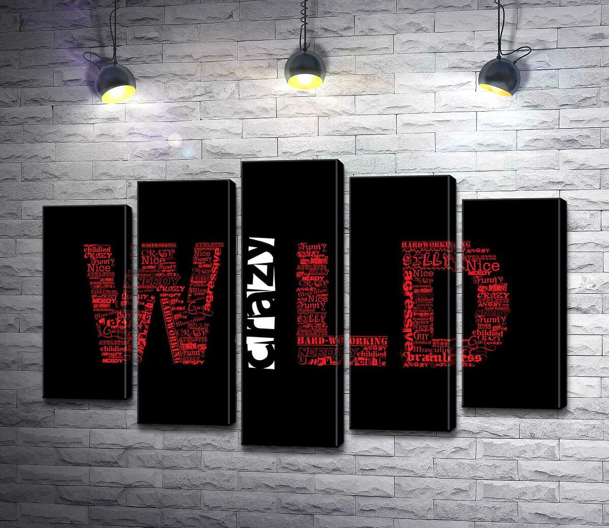 

Модульная картина ArtPoster Красная надпись "Дикий" (Wild) на черном фоне 100x67 см Модуль №26