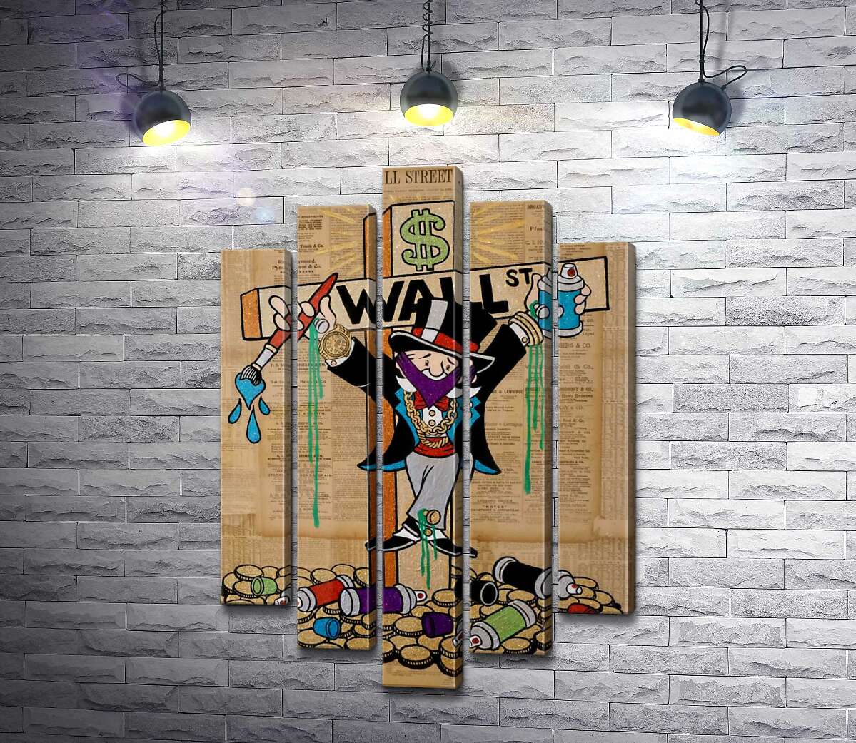 

Модульная картина ArtPoster Мистер Монополи на кресте Уолл-стрит (Wall Street) 130x199 см Модуль №26