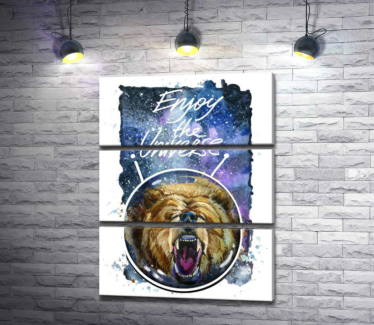 

Модульная картина ArtPoster Медведь в шлеме космонавта с надписью "Enjoy the Universe" 100x129 см Модуль №13