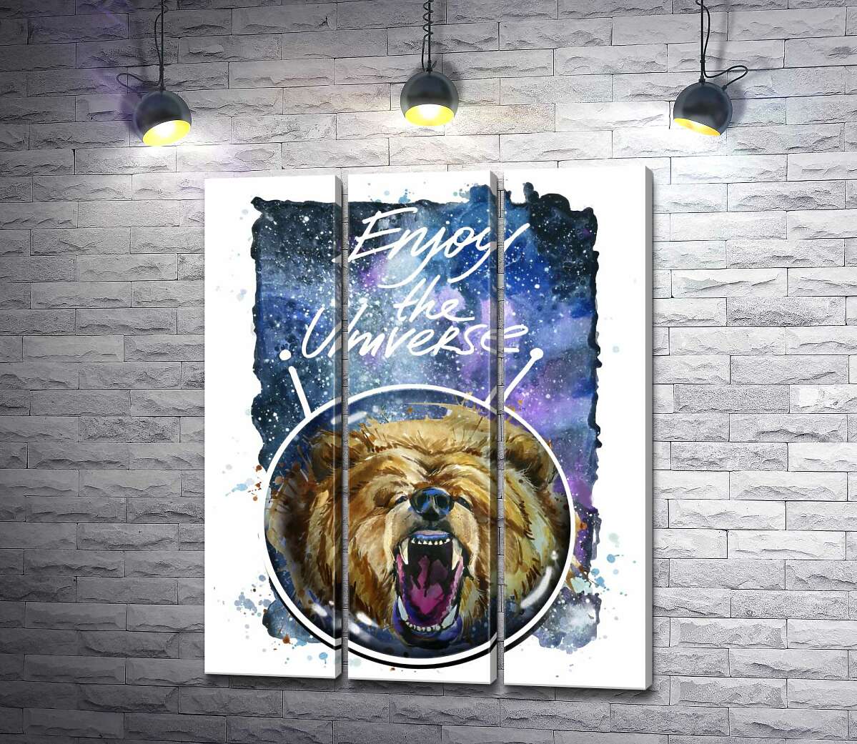 

Модульная картина ArtPoster Медведь в шлеме космонавта с надписью "Enjoy the Universe" 60x77 см Модуль №11