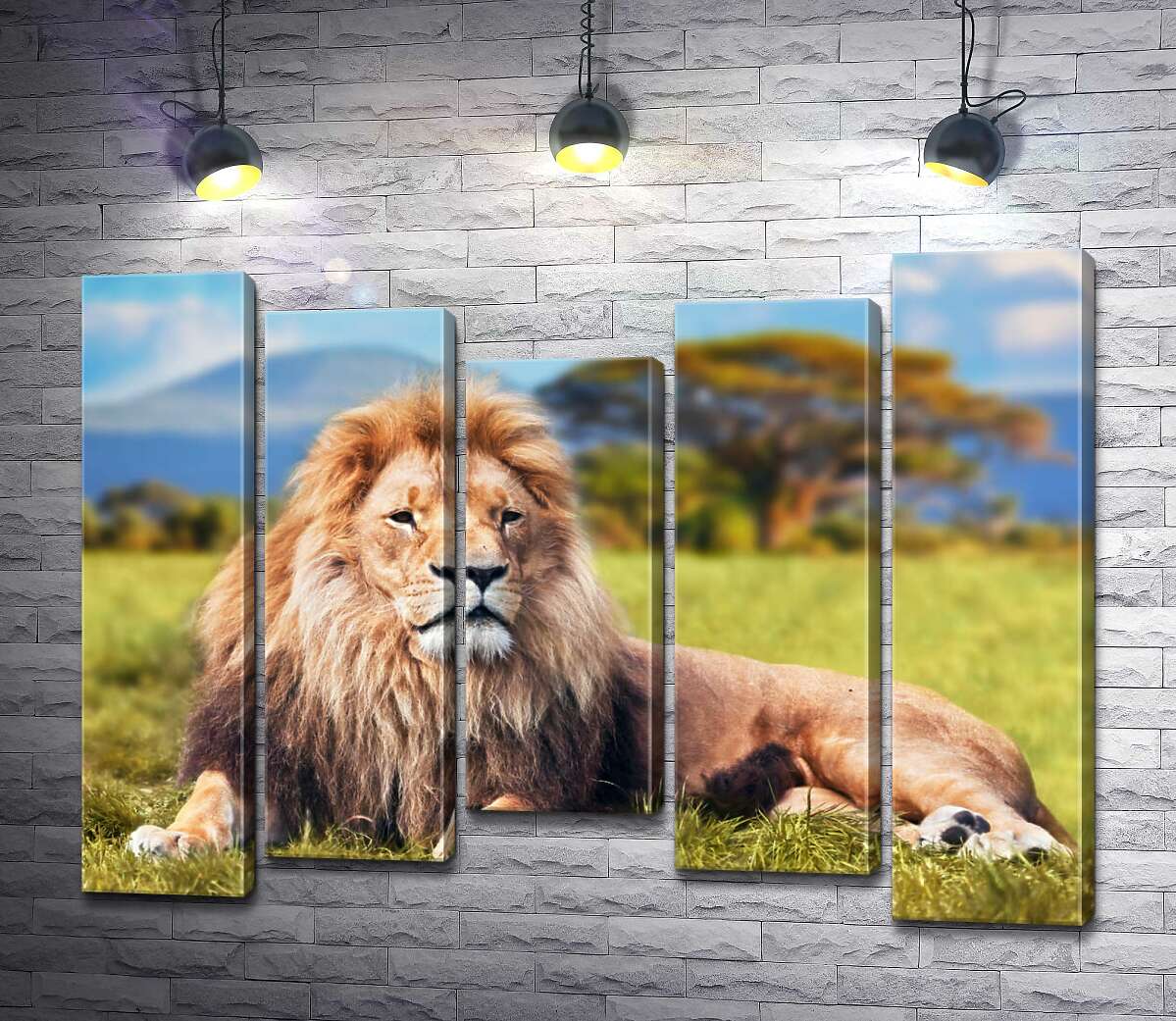 

Модульная картина ArtPoster Лев отдыхает среди саванны 130x99 см Модуль №28