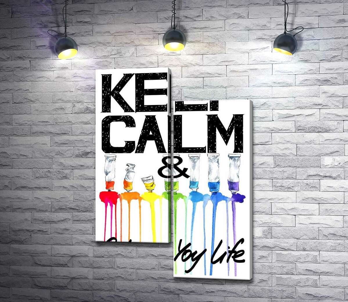 

Модульная картина ArtPoster Краска вытекает из ярких тюбиков на надписи "keep calm and colour your life" 130x191 см Модуль №5
