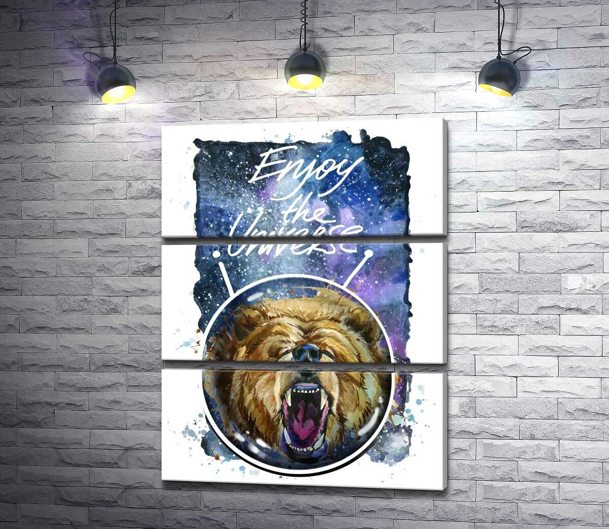 

Модульная картина ArtPoster Медведь в шлеме космонавта с надписью "Enjoy the Universe" 130x168 см Модуль №13