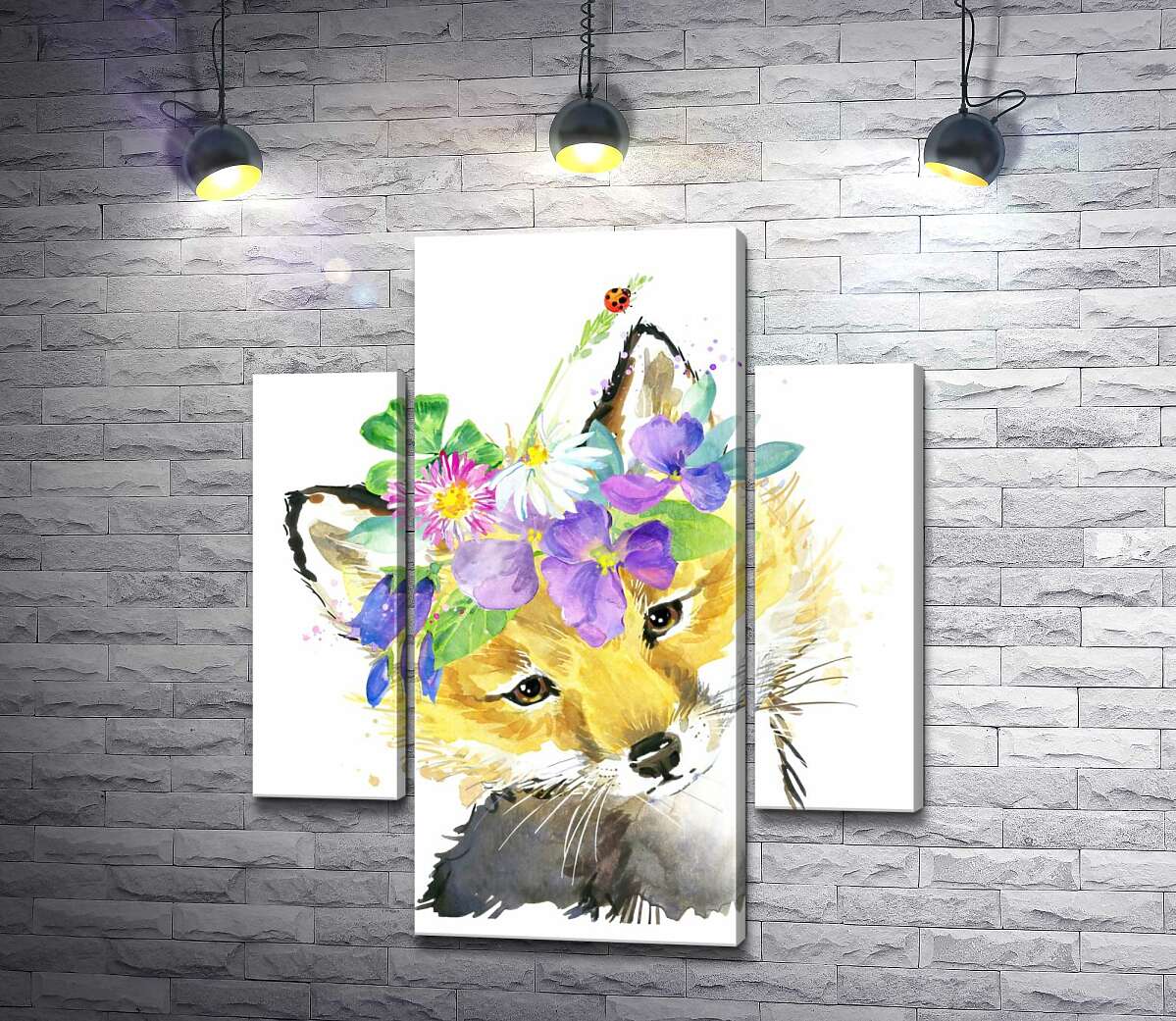 

Модульная картина ArtPoster Лиса в венке из полевых цветов 100x119 см Модуль №7