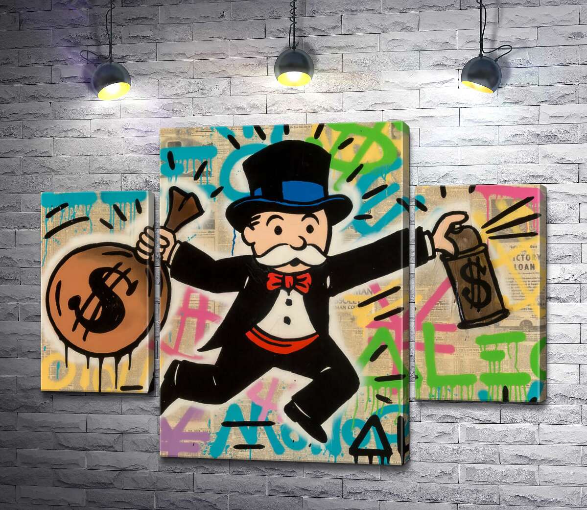 

Модульная картина ArtPoster Мистер Монополи с деньгами (Mr. Monopoly with money) - Алек Монополи (Alec Monopoly) 80x60 см Модуль №7