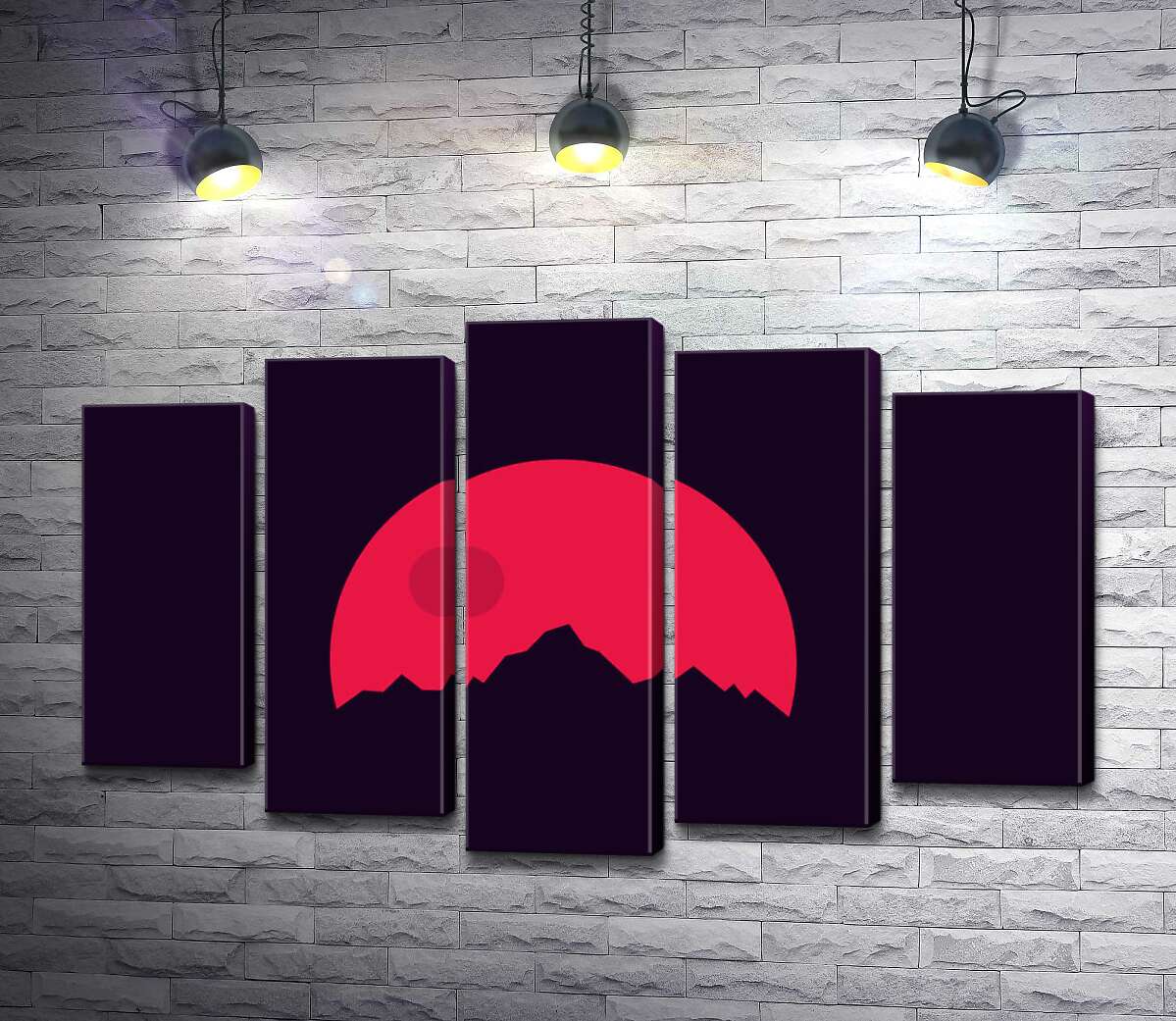 

Модульная картина ArtPoster Красный круг солнца взошел над острыми шпилями гор 130x83 см Модуль №26