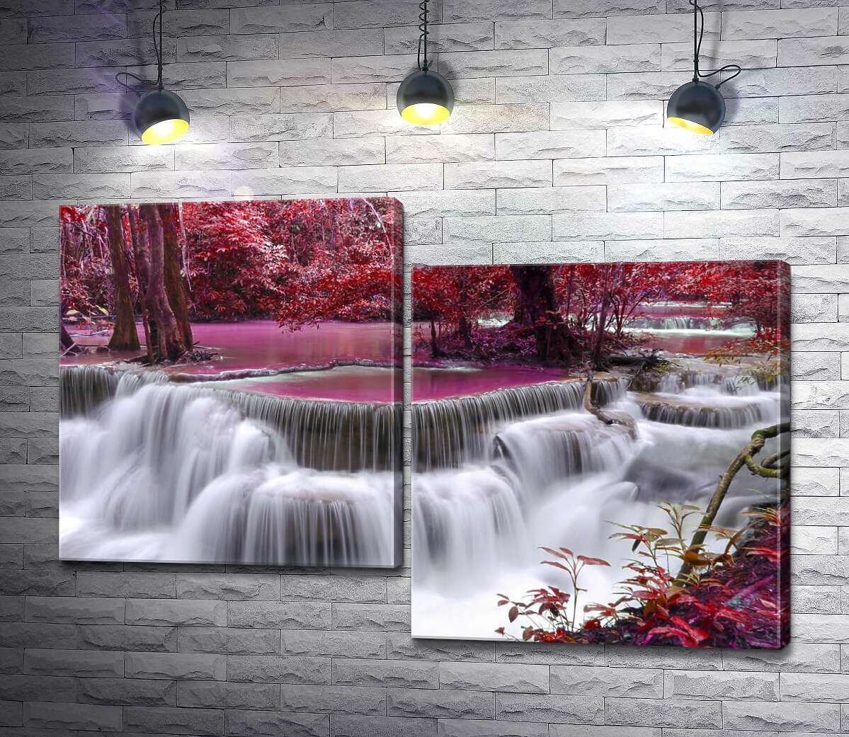 

Модульная картина ArtPoster Красные оттенки осени у водопада Эраван (Erawan falls) 130x88 см Модуль №5