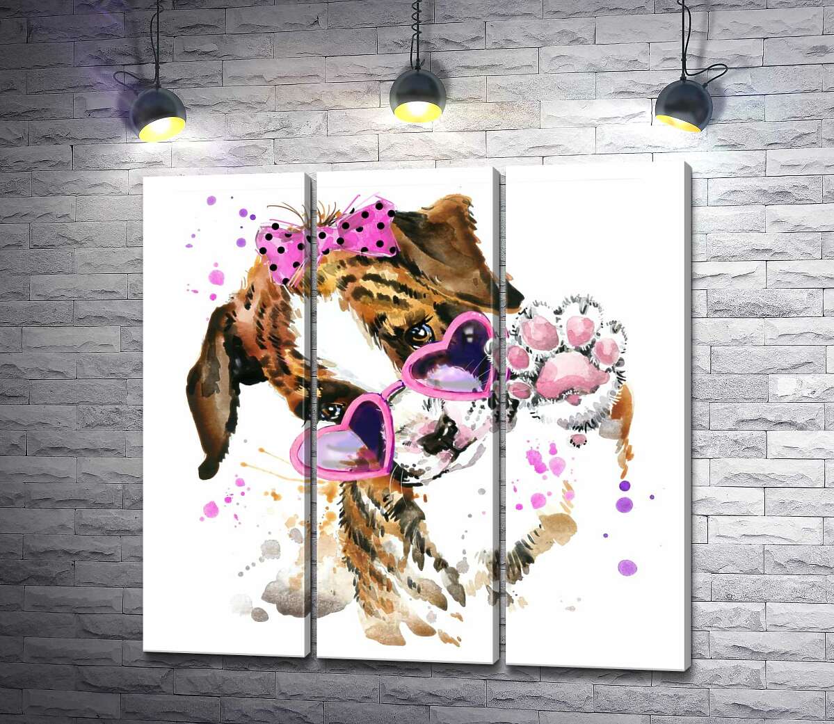 

Модульная картина ArtPoster Милый щенок в очках и бантике 132x130 см Модуль №11