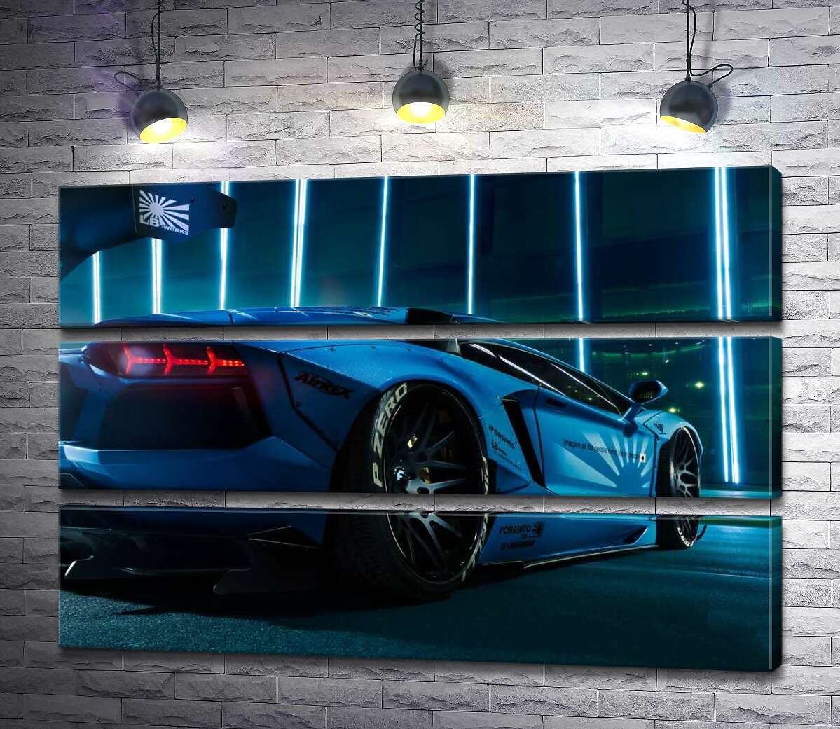 

Модульная картина ArtPoster Лазурный цвет автомобиля Ламборгини (Lamborghini Aventador) 90x60 см Модуль №13