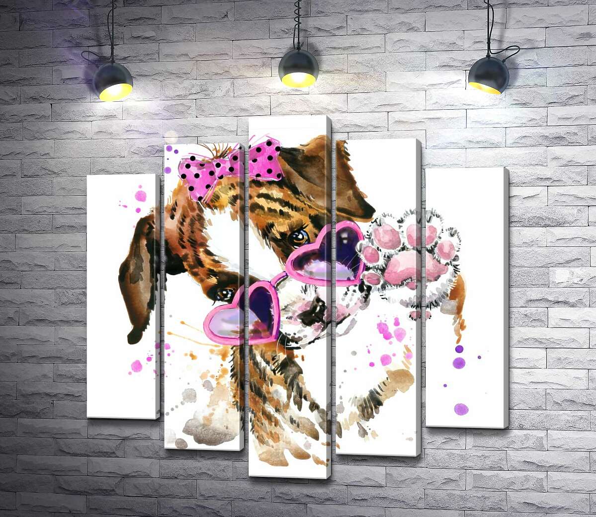 

Модульная картина ArtPoster Милый щенок в очках и бантике 130x132 см Модуль №26