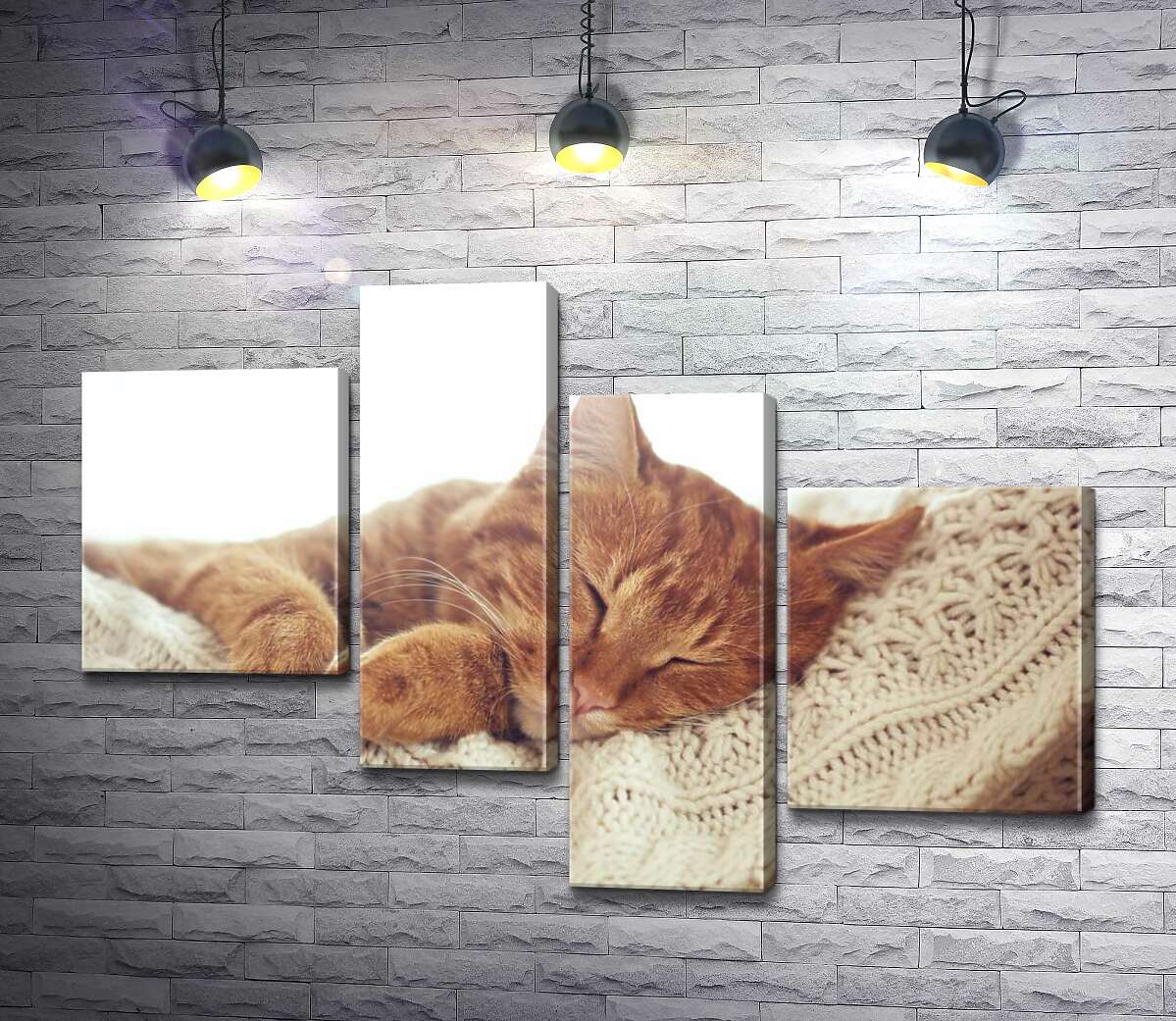 

Модульная картина ArtPoster Кот мило отдыхает на белой подушке 130x91 см Модуль №20