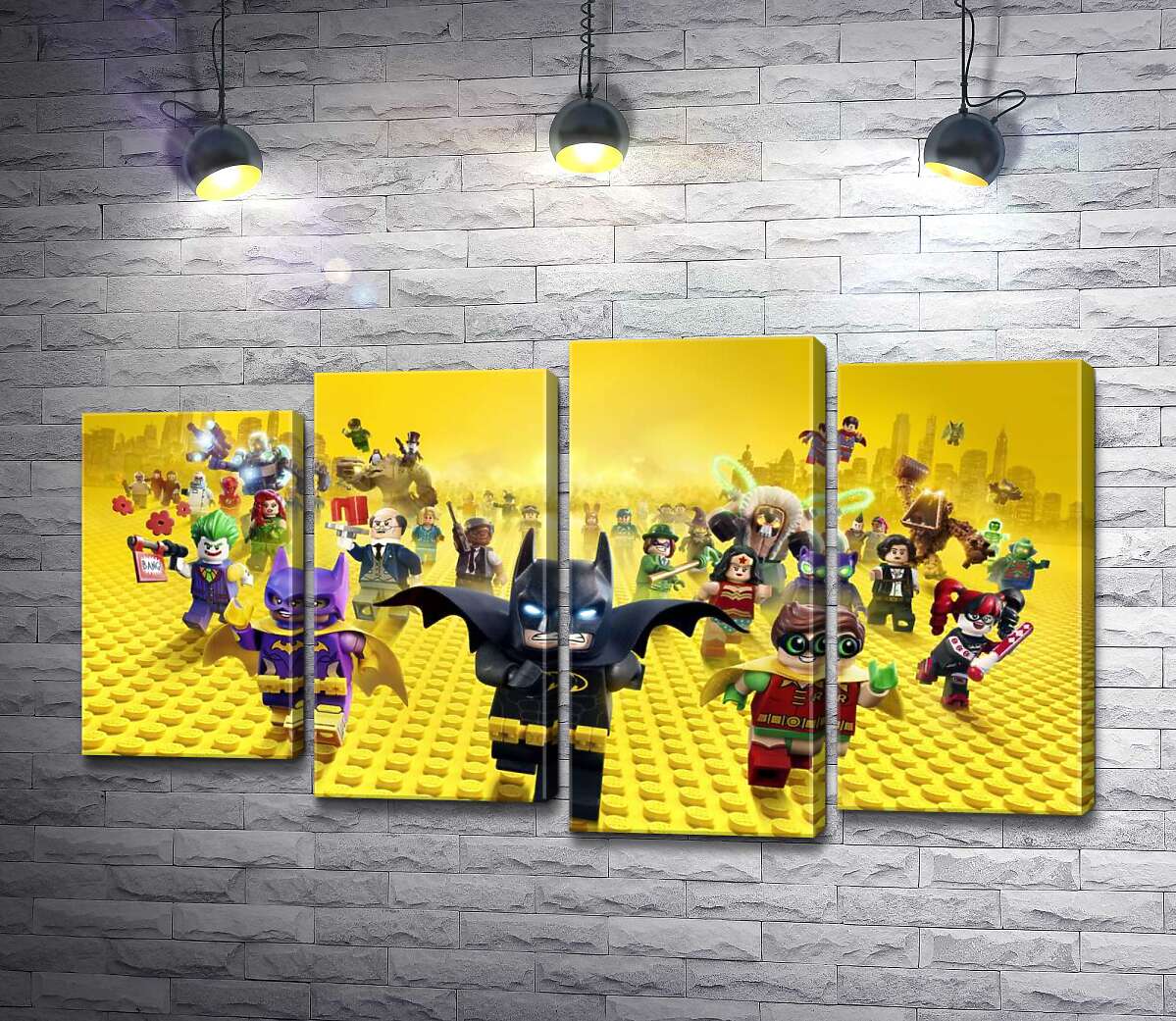 

Модульная картина ArtPoster Лего Бэтмен спешит спасать мир на постере к фильму "Lego Фильм: Бэтмен" (The Lego Batman Movie) 80x47 см Модуль №21