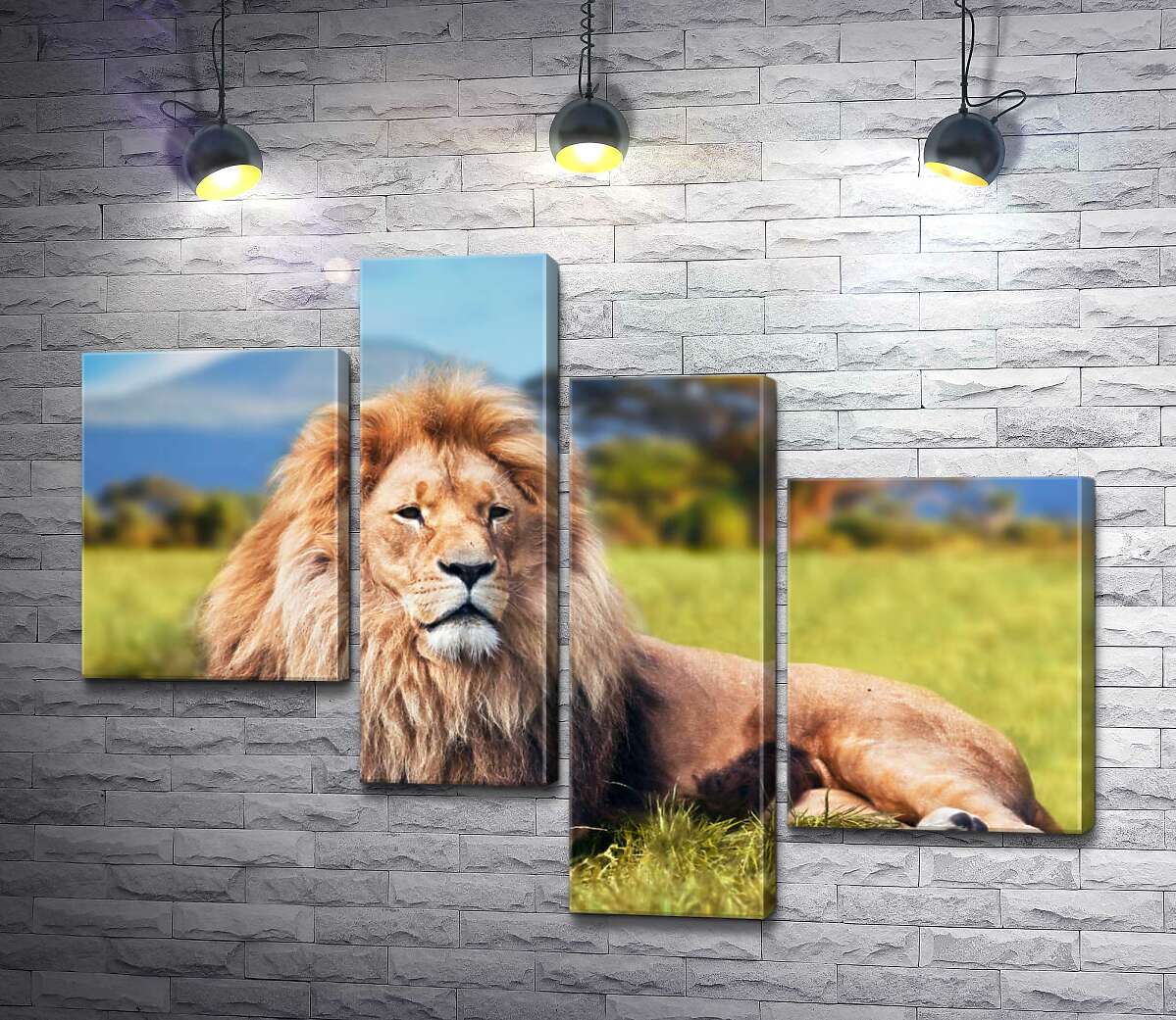 

Модульная картина ArtPoster Лев отдыхает среди саванны 130x99 см Модуль №20