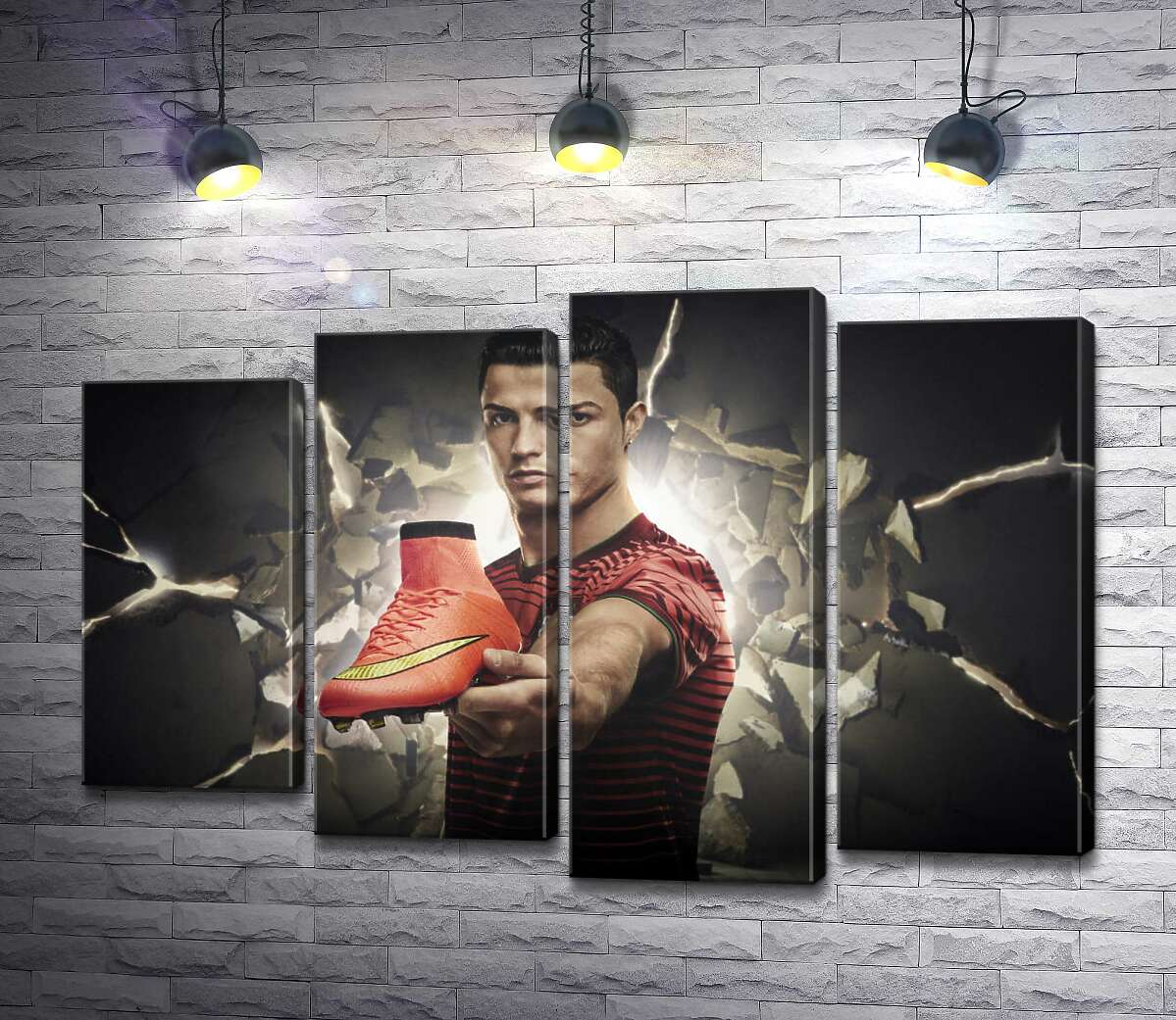 

Модульная картина ArtPoster Криштиану Роналду (Cristiano Ronaldo) рекламирует футбольные бутсы от фирмы Nike 80x54 см Модуль №21