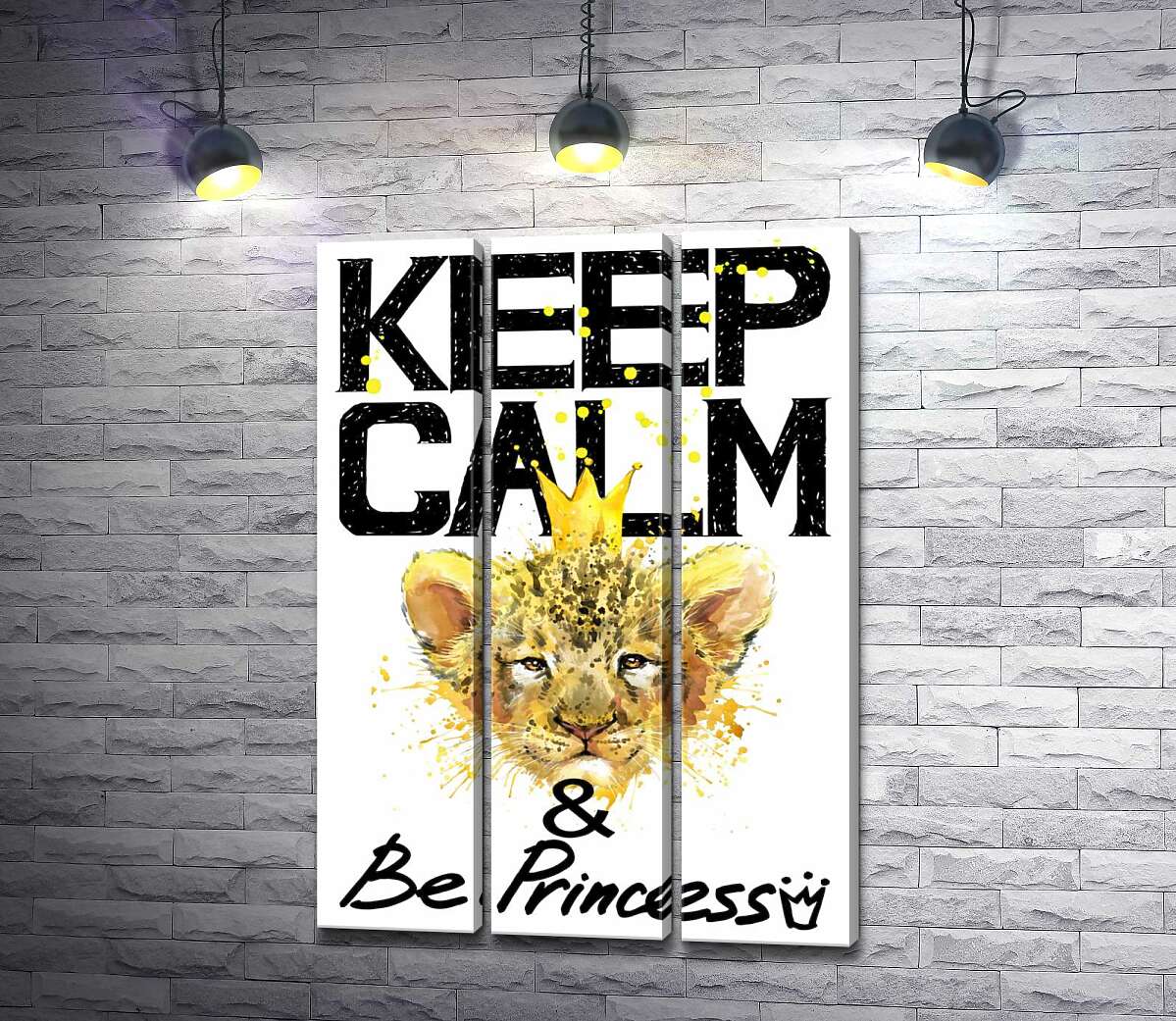 

Модульная картина ArtPoster Львенок в короне среди надписи "keep calm and be princess" 102x146 см Модуль №11