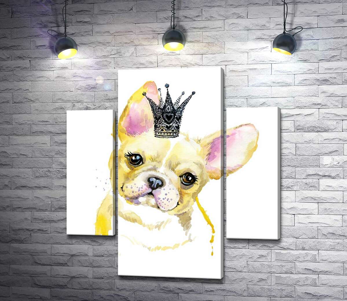 

Модульная картина ArtPoster Милая мордашка французского бульдога с ажурной короной на голове 80x89 см Модуль №7