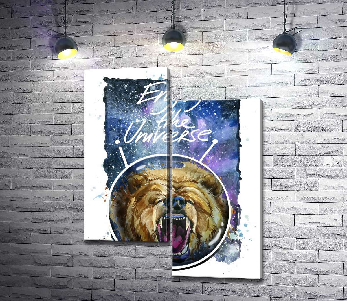 

Модульная картина ArtPoster Медведь в шлеме космонавта с надписью "Enjoy the Universe" 130x167 см Модуль №5