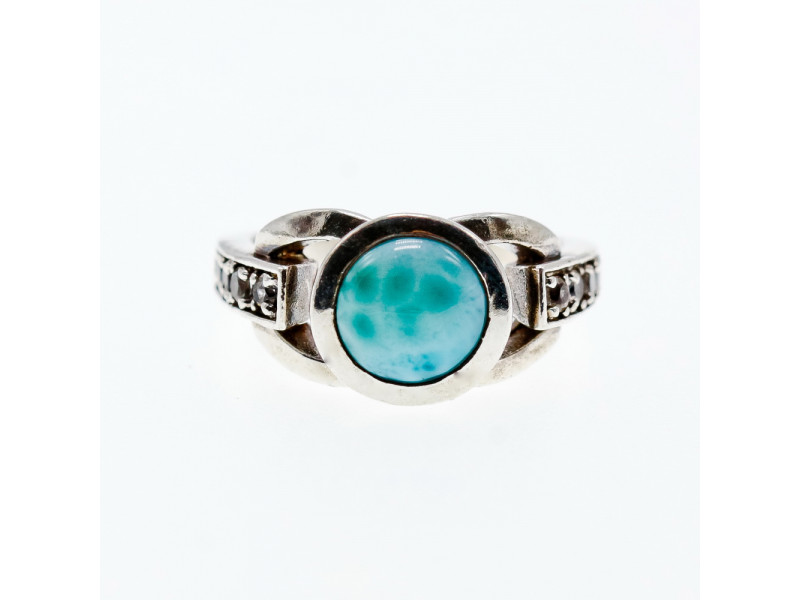

Серебряное кольцо с камнями ларимар и гошенит Натуральный Sky Jewelry 003613