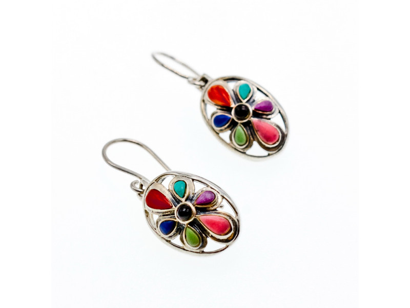 

Серебряные серьги с разноцветным агатом Натуральный Sky Jewelry 003685