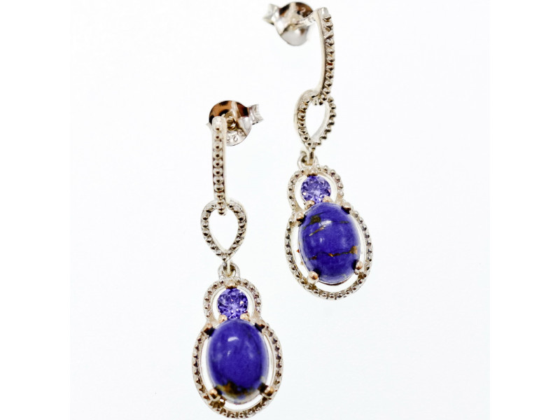 

Серебряные серьги с камнями содалит и аметист Sky Jewelry 003706