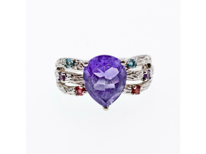 

Серебряное кольцо с разноцветными турмалинами Натуральный Sky Jewelry 003644