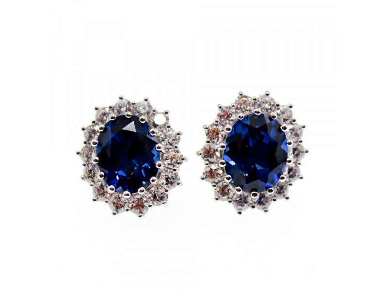 

Серебряные серьги с сапфиром и фианитами Натуральный Sky Jewelry 003744