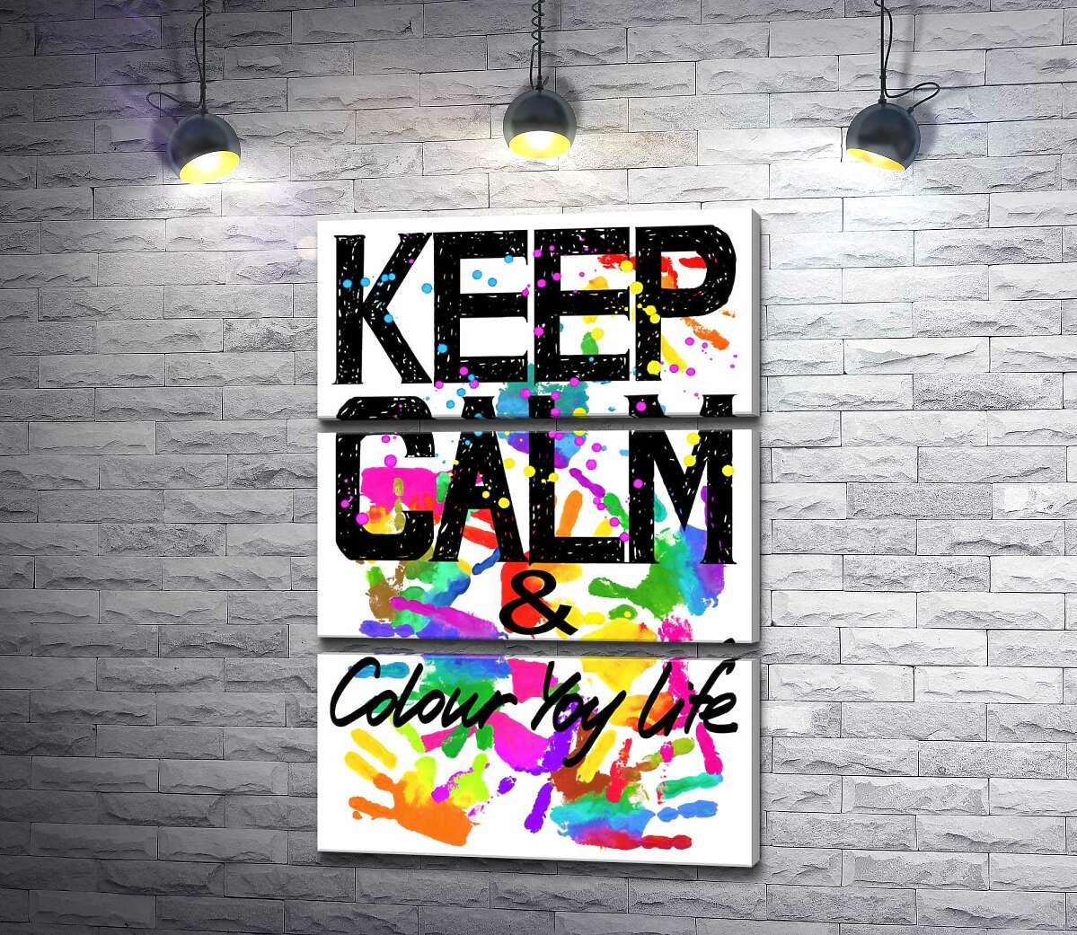 

Модульная картина ArtPoster Надпись "keep calm and colour your life" на фоне отпечатков рук 100x147 см Модуль №13