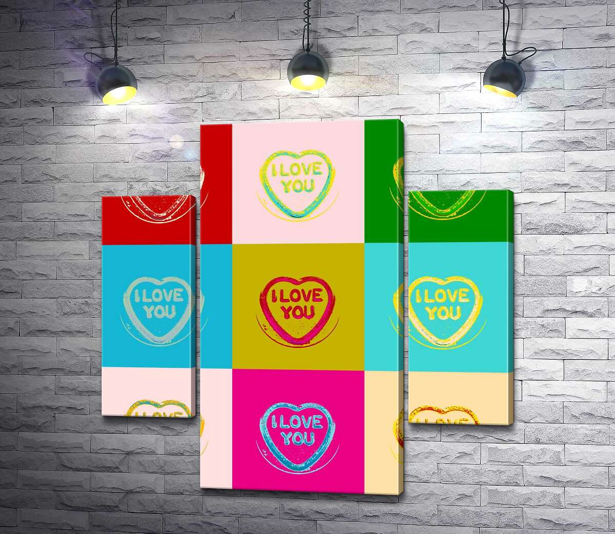 

Модульная картина ArtPoster Надпись "I love you" в ярком стиле поп-арт 131x130 см Модуль №7